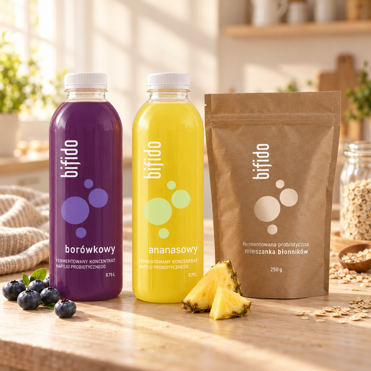 Zestaw 2 BIFIDO - 2 butelki fermentowanego koncentratu i fermentowana mieszanka błonników 250 g